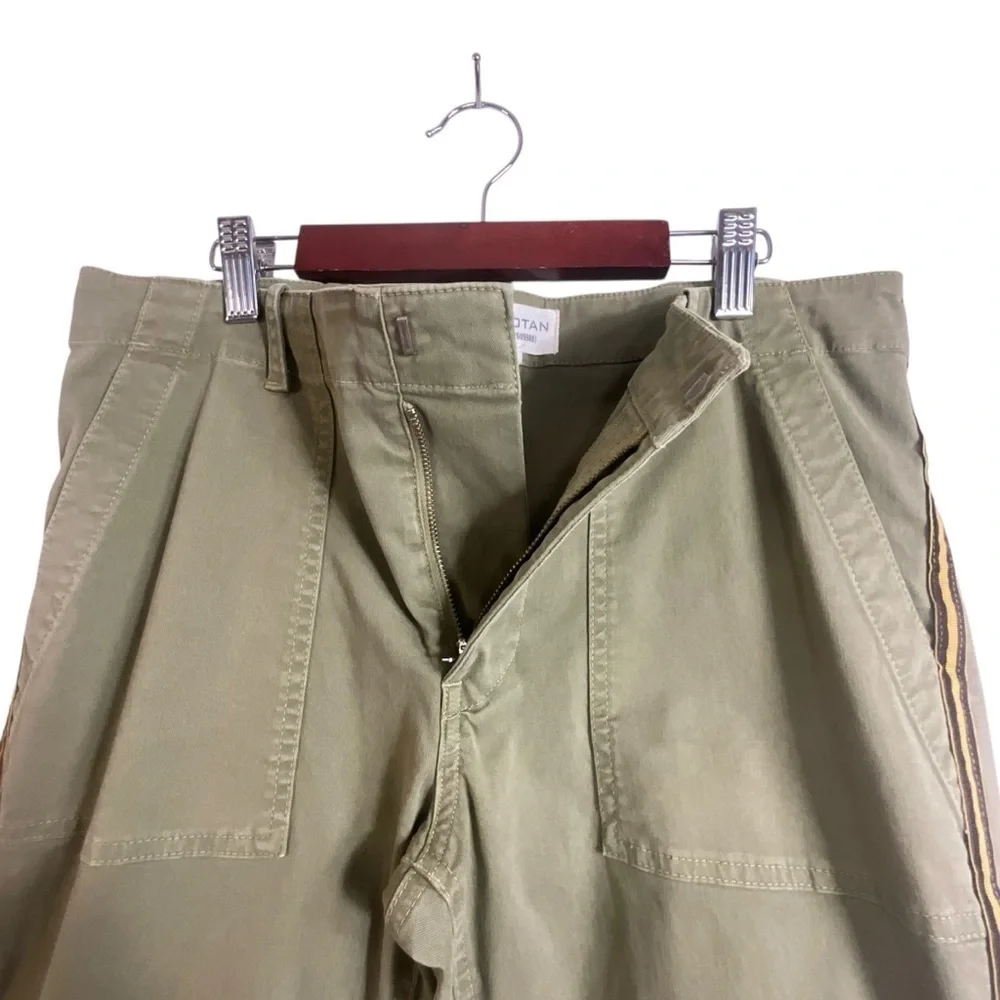 NiLi Lotan Raw Hem‎ Crop Cotton Stretch Twill Pant in Green